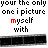 Animated contact sheet of 21 frames showing a text-based icon with changing letters and color variations in 'your the only one i picture myself with' across multiple sampled frames.