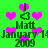 Green background with pink hearts and repeated text reading "Matt January 14 2009" in dark green pixelated font.