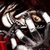 A pixelated animated icon shows a character with metallic silver hair and golden eyes against a dark red background, displaying subtle facial movement.
