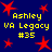 Blue background with red star shapes and yellow text reading "Ashley VA Legacy #35" repeated in four identical sections.