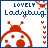 identical pixelated ladybug icons with 'LOVELY Ladybug' text, red hearts along the right edge, and a blue border