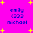 A bright pink background with yellow star shapes and blue text reading 'emily <333 michael' in two vertical
