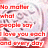 Red text on a circular patterned background with changing phrases and additional red text elements.