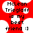 Red background with white speech bubbles containing black text reading "McLean Trieglaff is my best friend :]" in pixelated font.