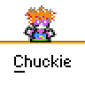 Animated contact sheet of a cartoon character with orange spiky hair and purple glasses in multiple poses, each labeled "Chuckie" below the frame.