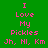 Green background with pink text reading "I Love My Pickles Jh, Nl, Km" arranged in a , with some highlighted in light green