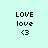 Pixelated text and heart symbol on light cyan background with alternating peach-colored horizontal bars.