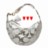 Pixelated circular icon with gray textured surface and red rectangular eyes on a white background.