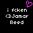 Pixelated text and a pink heart symbol on black background, with identical left and right sections.