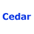Blue and red pixelated text reads "Cedar" and "Po!nt" on white background with no animation.
