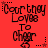 Red background with repeated text 'Courtney Loves To Cheer' in black stylized font, each instance accompanied by small star and dot patterns.
