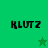 Green background with black text "KLUTZ" and a small green star icon in two positions.