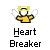 Pixelated angel icon with yellow halo, white wings, and yellow robe above "Heart Breaker" text on gray background.
