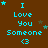 Brown background with cyan text "I Love You Someone <3" and scattered star symbols in multiple configurations.