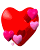 Red heart-shaped icon with smaller pink hearts floating around it, animated in a looping sequence.