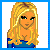 Pixel art contact sheet of a blonde female character in blue crop top and silver pants across multiple frames with text phrases "i make Boys Stutter" and "Da Da DAMN!" on separate panels.