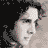 Animated contact sheet of a person's face in grayscale with red script text, displayed as 18 frames arranged in a 5x4 grid on a gray background.