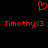 Red pixelated heart symbol above two identical lines of red text reading "Timothy<3" on a black background.