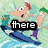 Animated cartoon characters on a surfboard with changing text overlays.