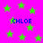 Bright pink background with scattered green stars and blue text reading CHLOE in four locations.