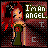 Pixelated 48x48 buddy icon featuring a red-haired female character in green dress with blood splatters, text "I'm An ANGEL." on dark background.
