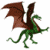 Pixelated dragon with brown wings and green body on white background, next to dark green with bright green text