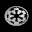 A circular icon with a star-like pattern transitions through multiple states showing partial and full views of the design against black background.