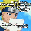 Pixelated anime character with blonde hair and blue eyes holds a white paper, wearing a blue outfit with white collar and gray headband featuring a spiral symbol, against a blue sky background.
