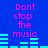 Blue background with pink text reading "Dont stop the music" and cyan audio equalizer bars in a pattern