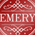A contact sheet of 8 animated frames from a buddy icon featuring red and beige color schemes with text elements including "EMERY," "The Question," "IN STORES," and release dates, arranged in a 3x3 grid layout.