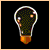 Animated light bulb icon transitions from dark interior with pattern to glowing white, showing sequential illumination states