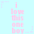 Light blue background with pink text reading "i love this one boy" repeated in a pattern, surrounded by small purple stars and dotted lines