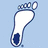 six distinct university-themed icons featuring footprints, interlocked letters, and athletic emblems on blue backgrounds