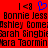 Red background with black text and blue heart symbol; static image showing repeated names in pixelated font