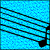 Blue background with black musical notes on five-line staves, animated sequence showing note positions shifting