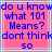Pixelated text on pink background with blue and light gray lines, showing repeated phrases about '101' meaning