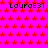 Static image with bright pink background covered in red star patterns and repeated black text "LauraE31" across the top and middle sections.
