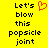 Yellow background with black text reading Let's blow this popsicle joint and a red pixelated heart symbol.