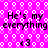A static image with a bright pink background patterned with white circles and dots, displaying repeated text and symbols.