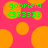 Pixelated green text 'gabriela' and '(333333)' on bright pink background with orange circles, two identical copies side-by-side.