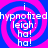 Four identical display a blue and pink spiral background with white text reading "i hypnotizedleigh: ha! ha!" in pixelated font