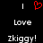 Red heart symbol above white text reading 'Love' and 'Zkiggy!' on black background.
