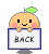 Pixelated character with green leaf on head holds blue-bordered sign reading BACK, showing two expressions: square eyes and straight mouth versus closed eyes and smiling mouth.