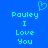Blue background with light blue pixelated text reading "Pouley I Love You" and a heart symbol above the name.