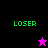 Four display 'LOSER' text with a star icon; top-left black background, top-right purple, bottom-left pink, bottom-right purple