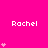 A bright pink background displays the name 'Rachel' in white pixelated text across nine positions, each accompanied by a vertical stack of pink heart symbols.