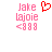 Pixelated pink text 'Jake Lajoie <333' appears on white background with a red heart symbol above the text in the first frame, while the second frame shows the same text without the heart.