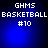 Four identical pixelated blue backgrounds with white text reading GHMS BASKETBALL #10 arranged in a