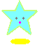 Six star-shaped characters with light blue bodies and green outlines, each displaying different facial expressions above a yellow oval base.
