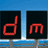 Animated contact sheet showing six frames of a digital display icon with red and white text elements on black background, plus a blue-tinted top-left frame with 'dm' letters.